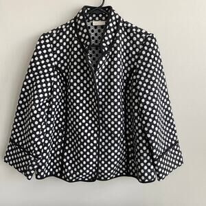 Chico's Black White Dot Fleece Blend Open Jacket Chico's 1
